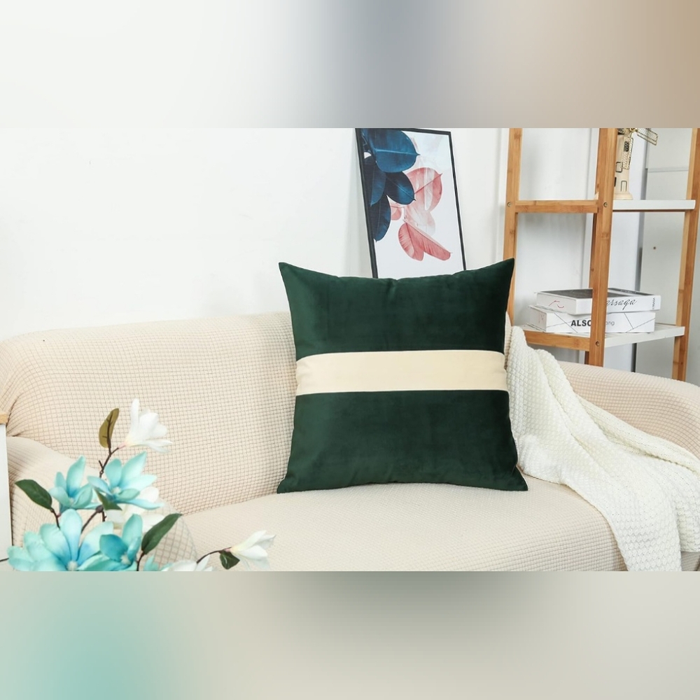 ⚕️Green Velvet Throw Pillow Cover 1ct